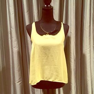 Yellow Sleeveless Blouse with Black Collar